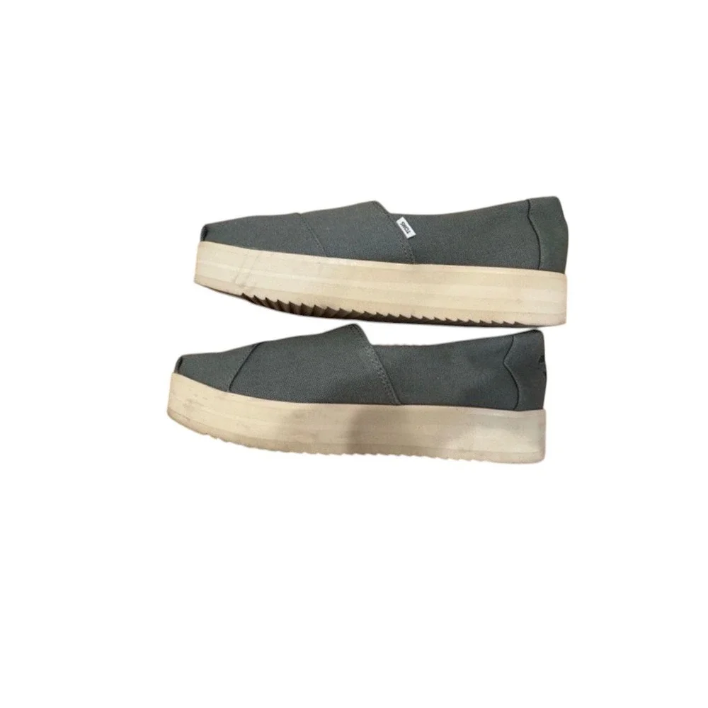 TOMS‎ Alpargata Platform Slip On Shoes Grey Canvas Womens Size 7